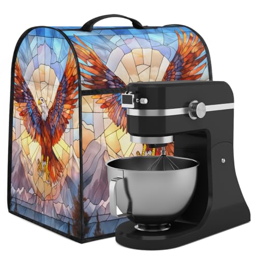 Coffee Maker Cover Glass Painting Eagle Kitchen Appliance Covers Small Appliance Covers Blender Cover Juicer Cover Dust Covers for Kitchen Appliances with Top Handle and Pockets,Washable,B155
