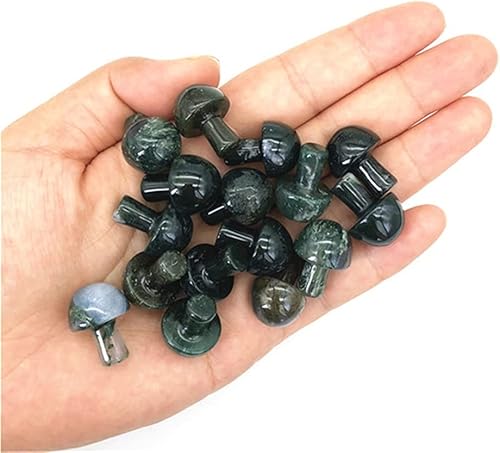 GOJEMA for 1pcs Natural Crystals Quartz Mixed Material Hand Carving Mushroom Folk Crafts for Gifts Piedras decorativas para el hogar (Color  Moss