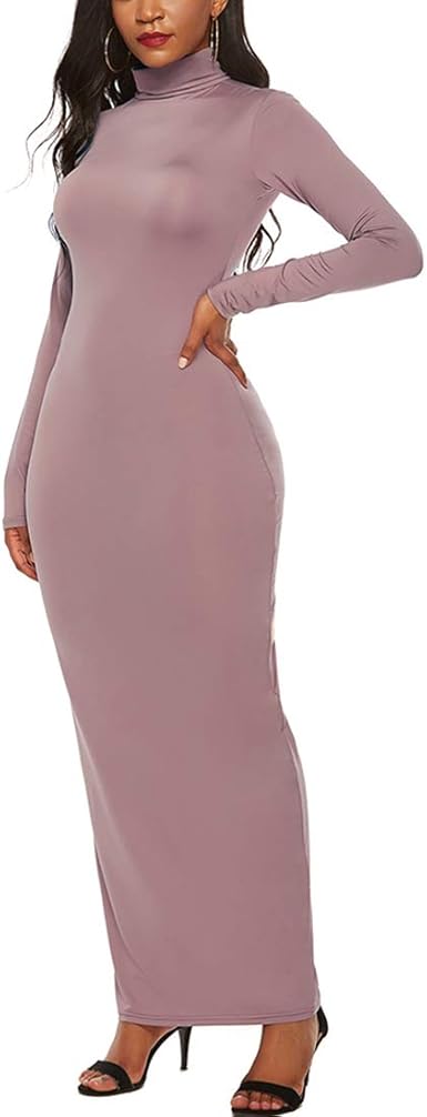 fitted maxi dress with sleeves