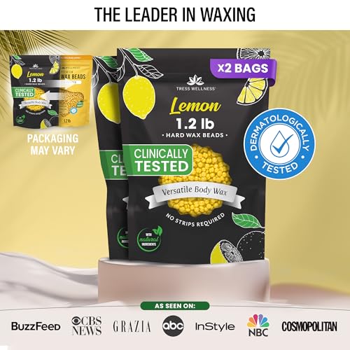 Image of Tress Wellness Wax Beads - Safe for Skin - Dermatologically Tested - At-Home Kit for Bikini - Lemon, 2 x 1.2lb, 2 pack