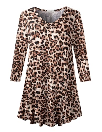 Image of LARACE Tunics 3 /4 Sleeve Plus Size Tops for Women V Neck Loose Fit Flowy Clothing for Leggings