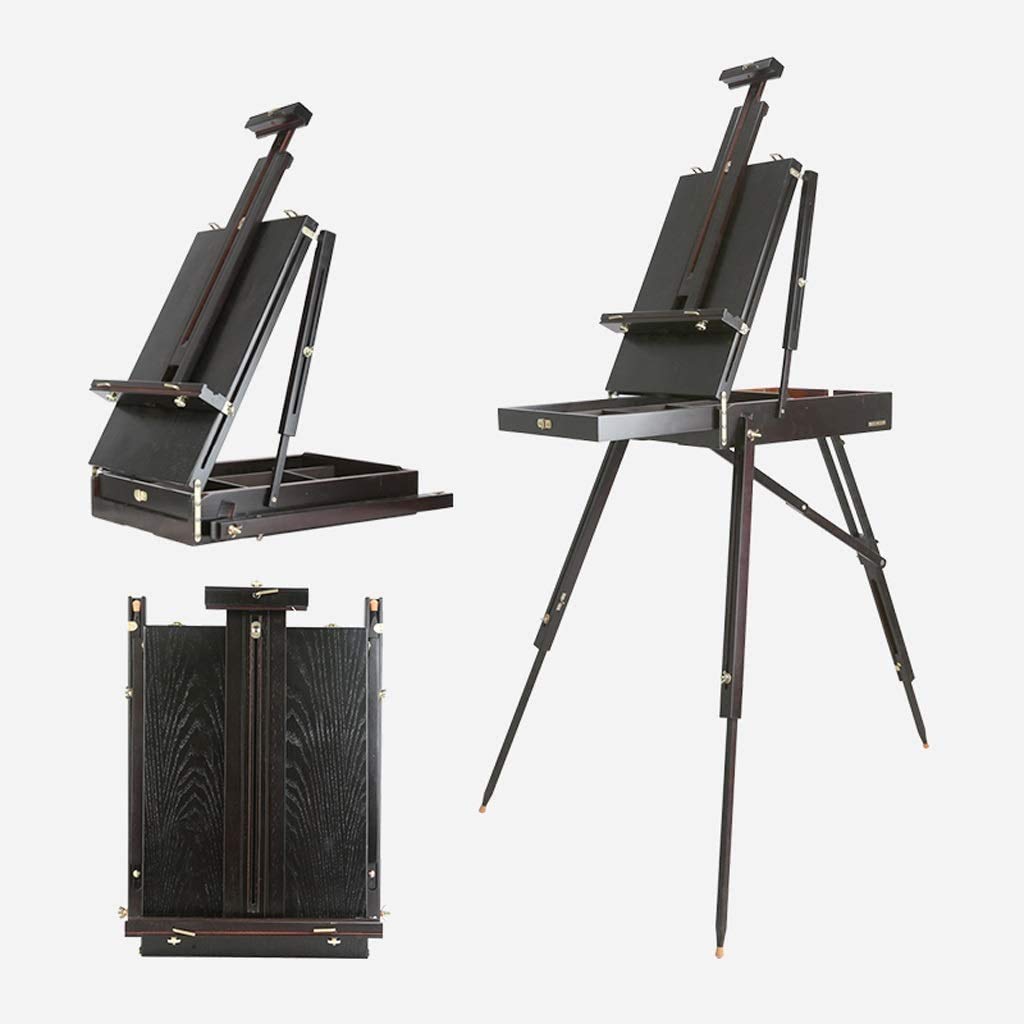 SAeWare Soporte de exhibición grande de lona con cajón, plegable, para estudio, artista de escritorio para pintura al aire libre, soporte de pintura (negro)