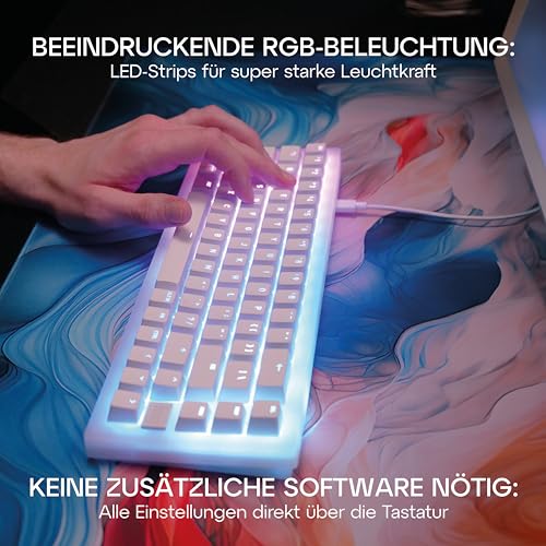 CHERRY XTRFY K5V2 Compact, mechanische Gaming-Tastatur im 65-Prozent-Format, Deutsches Layout (QWERTZ), Hot-Swap-Keyboard, CHERRY MX2A RED Switches, Schwarz – Bild 5