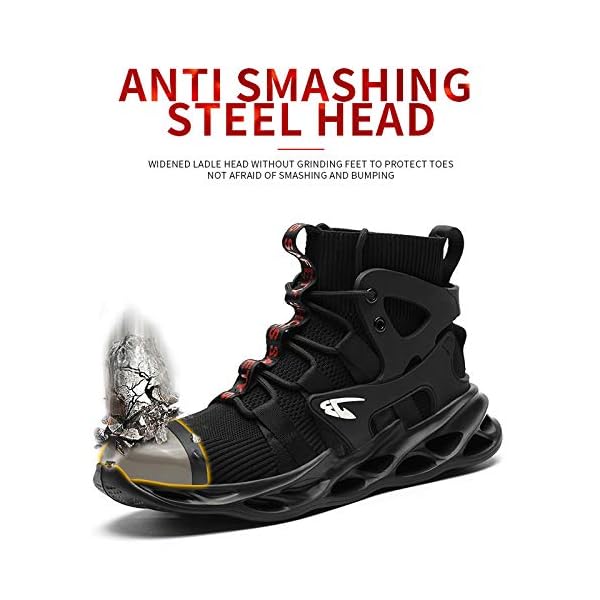 Steel Toe Work Boots for Men Women Lightweight Industrial & Construction Indestructible Safety Comfortable Shoes,Grey,Men's Size 5-11.5 - Image 3