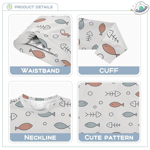 JUNZAN Carrtoon Little Fish Beige Little Boys Sweatshirts Hoodies Crewneck Kids Hoodies Boys Athletic 4T3