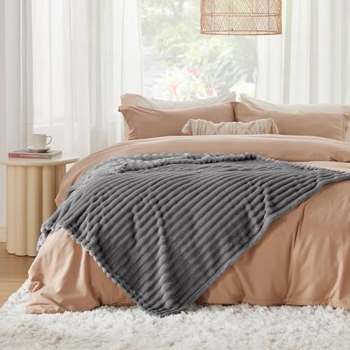 Bedsure Frost Gray Fleece Blanket for Couch - Super Soft Cozy Twin Blankets for Women, Cute Small Blanket for Girls, 60x80 Inches - 2