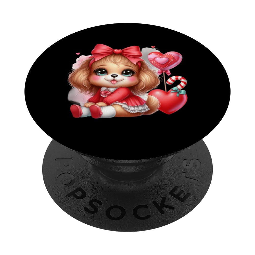 funny amazing valentine dog PopSockets Swappable PopGrip, Black