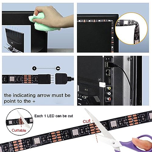 Tira de luces LED RGB 5V 5050 con control remoto USB miniatura 7