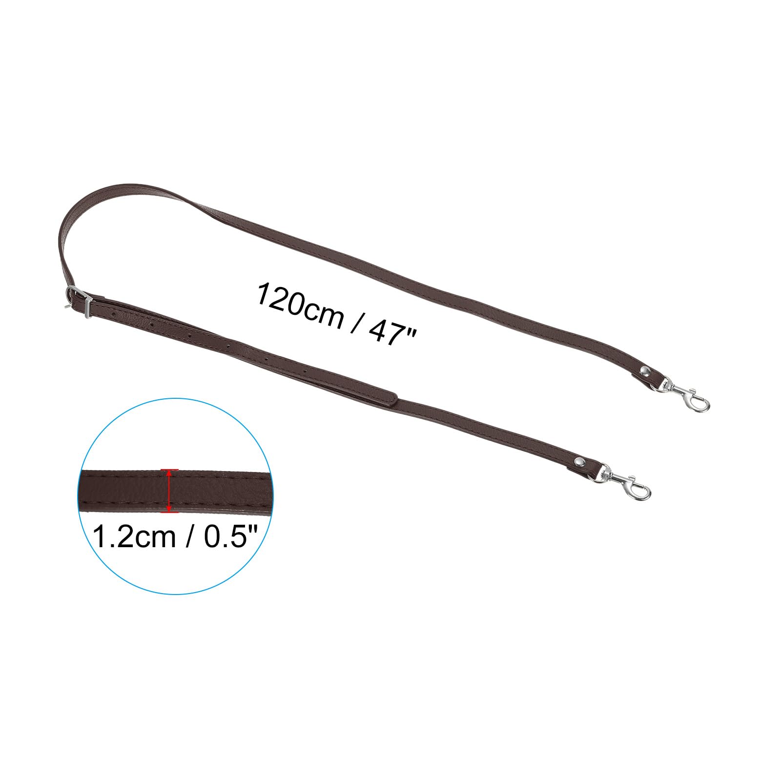 PATIKIL Leather Purse Strap Replacement 47 Inch, PU Adjustable Shoulder Crossbody Replacement Strap with Silver Hardware, Drak Brown - Image 2