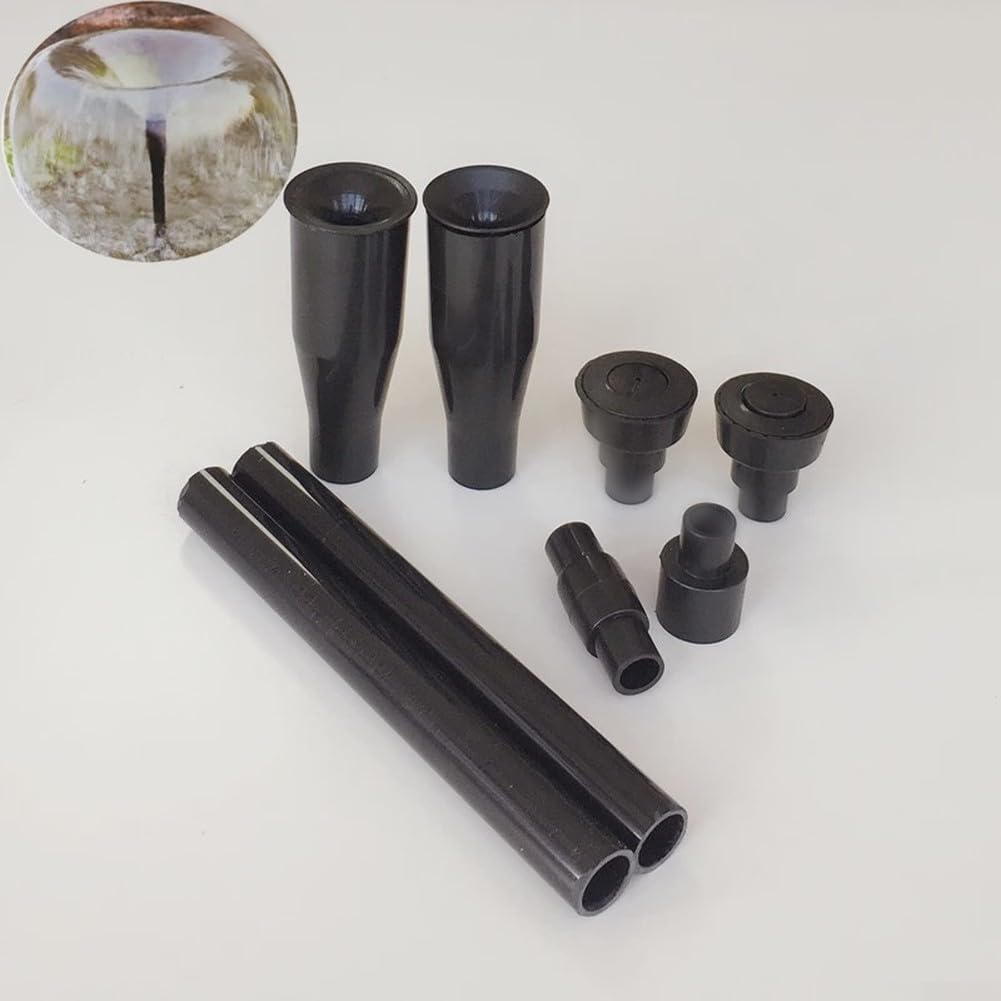 FABULETTA Set di teste per fontana in plastica con ugelli regolabili in altezza e tubo di prolunga per acqua da giardino e laghetto, confezione da 2 pezzi (B)