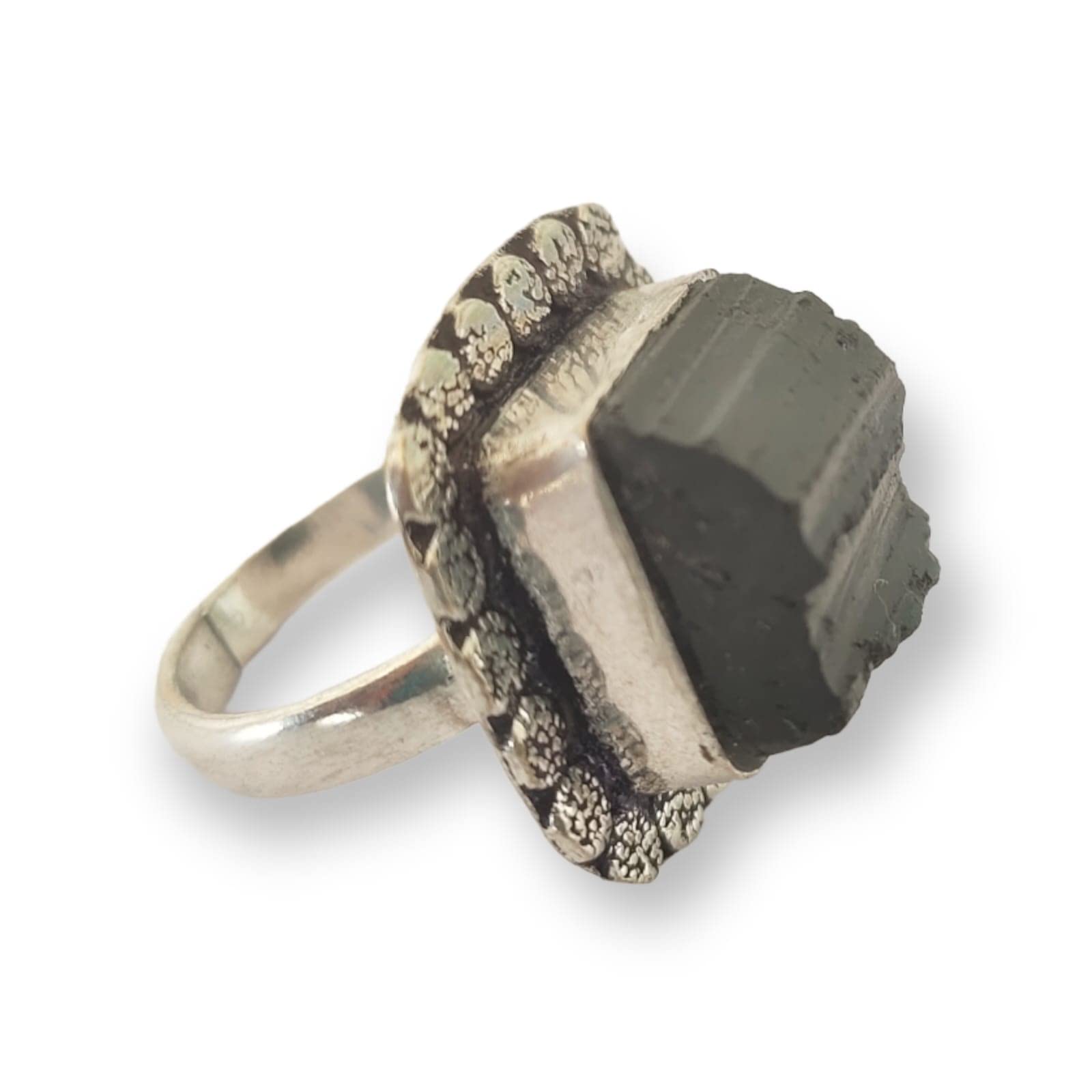 panakumus Natural Black Tourmaline Rough Raw Stone Ring for Men and Women Adjustable Size-picture-38