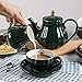 Sweejar Porcelain Tea Sets British Royal Series, 8 OZ Cups& Saucer Service for 6, with Teapot Sugar Bowl Cream Pitcher Teaspoons and Tea Strainer, Suitable for High Tea, Wedding, Party (Jade)