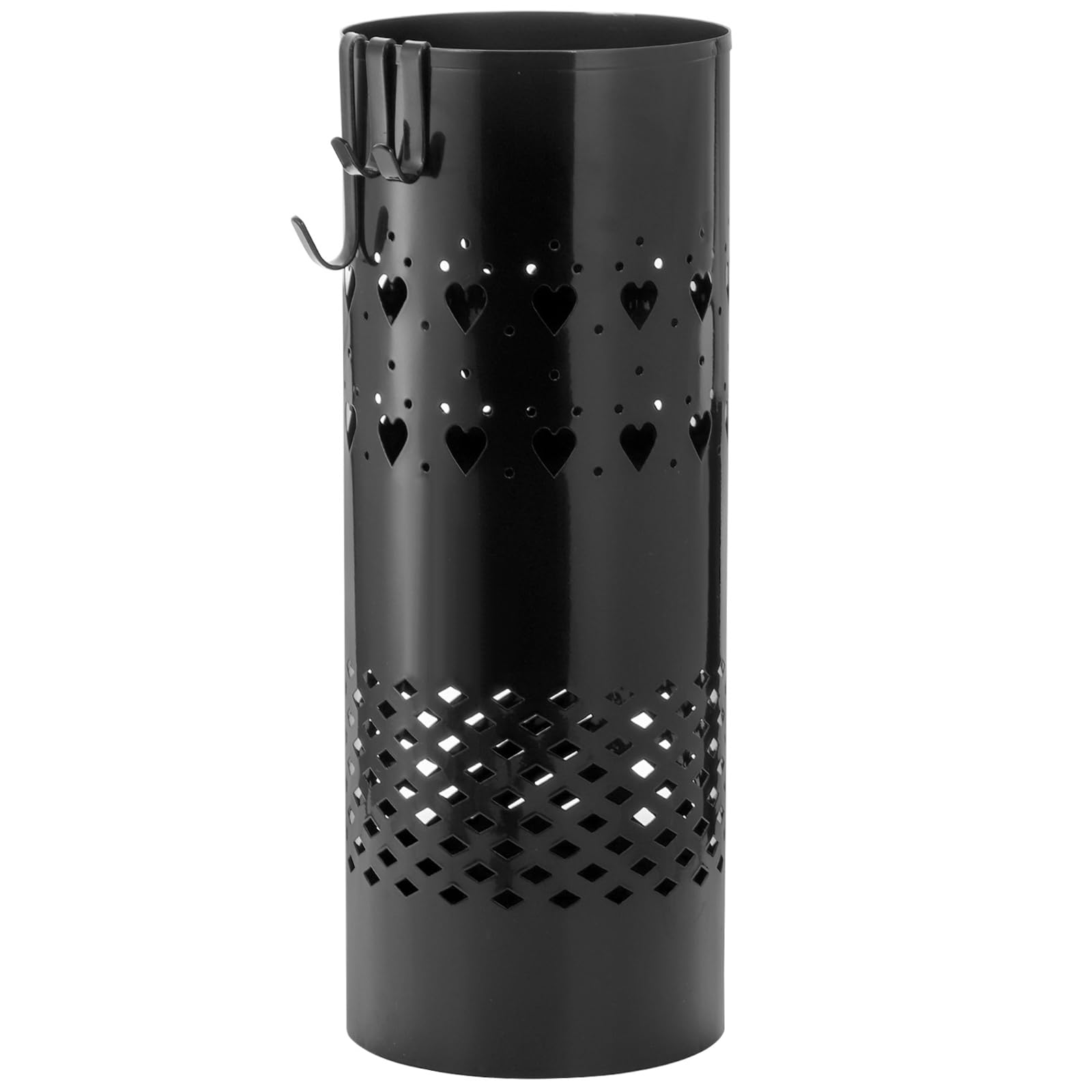 TOPZEA Round Umbrella Stand, Umbrella Holder Rack for Entryway, Metal Freestanding Umbrella Basket Indoor, Canes Walking Sticks Golf Storage Organizer for Home, Office, Hotel, with 4 S Hook, Black