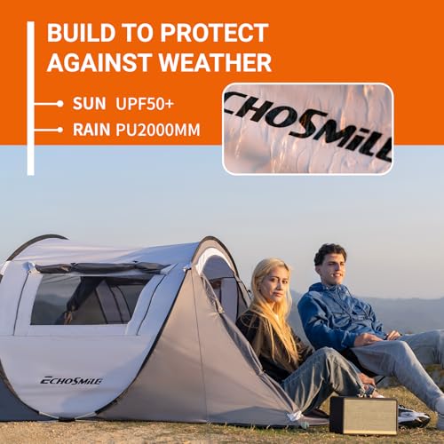 EchoSmile Instant Pop-Up Camping Tent, 2 Person Tent, Family Tents for Camping, Portable Automatic Tent, Water Resistance Dome Tent, Easy Set up Windproof Outdoor Backpacking Tent  image 7