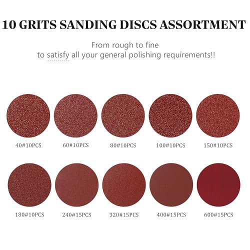 Selead 120 Stück Schleifpapier 125mm Klett Profi 8-Loch Schleifscheiben Körnungen P40–600 Schleifpapier Rund für Exzenterschleifer