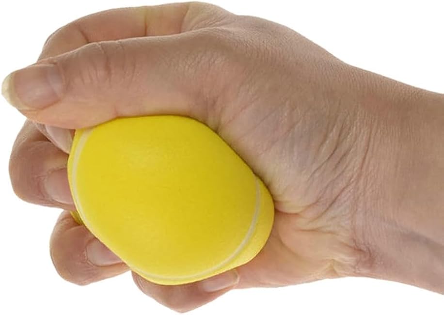 Hand Exercise Stress Relief Ball, Yellow Tennis Ball, Soft Squeeze Ball for Resistance Training, Anxiety Relief for Teens & Adults