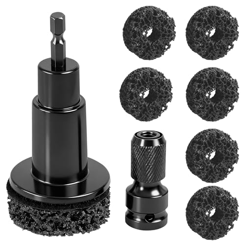 Wheel Hub Resurfacing Kit Wheel Stud and Hub Cleaner for Quick Rust Removal on Lug Studs and Brake Rotors Includes 7 Cleaning Pads and Fits 1/2 Wrenches or Electric Drills Maintenance Tool for Cars