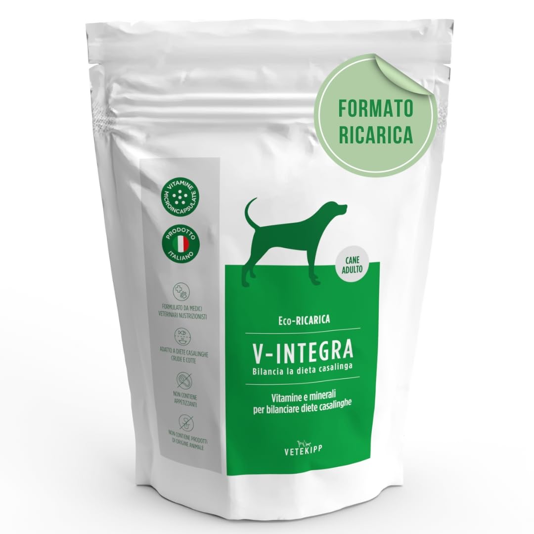 V-INTEGRA Cane Adulto 1 kg, Vitamine und Mineralstoffe für Hunde – Ideal für hausgemachte Rationen und Barf, Multivitaminpräparat für Hunde, Perfekte Ergänzung zum Hundefutter, Ergänzungsfuttermittel