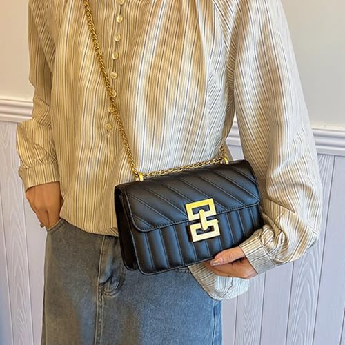 Vintage Embossed Pattern Chain Shoulder Bag for Women PU Leather Crossbody Purse with Adjustable Strap4