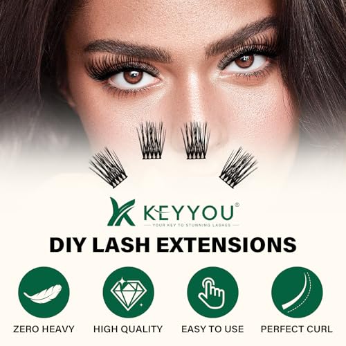 Image of KEYYOU Lash Clusters Air Touch Soft Volume D Curl 12mm Individual Lashes