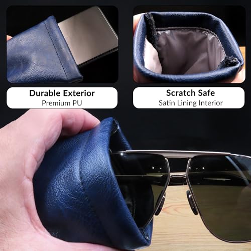 Image of Soft Sunglasses case | Large Glasses Case Holder - Eyeglass Pouch Squeeze Top | Glasses pouch Lightweight Extra Layers