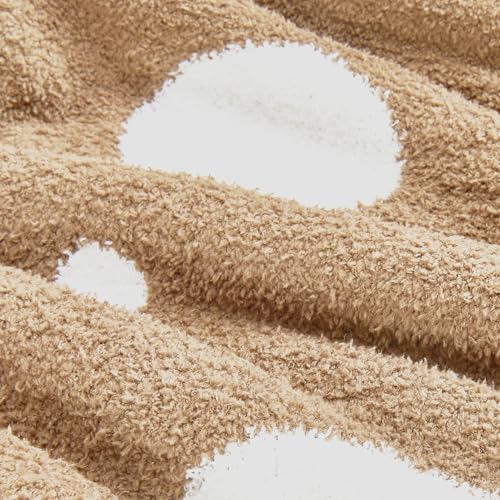 Image of CozeCube Reversible Knit Throw Blanket, Beige White Polka Dot, 60 inchx80 inch