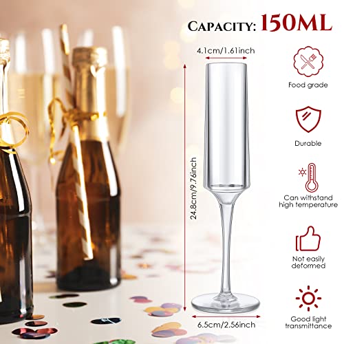 Nuenen 18 Pcs Acrylic Stemmed Champagne Flutes Modern Elegant Clear Plastic Champagne Glasses 5 Oz Champagne Plastic Cocktail Cup For Wedding Parties Anniversary Supplies #TOP2