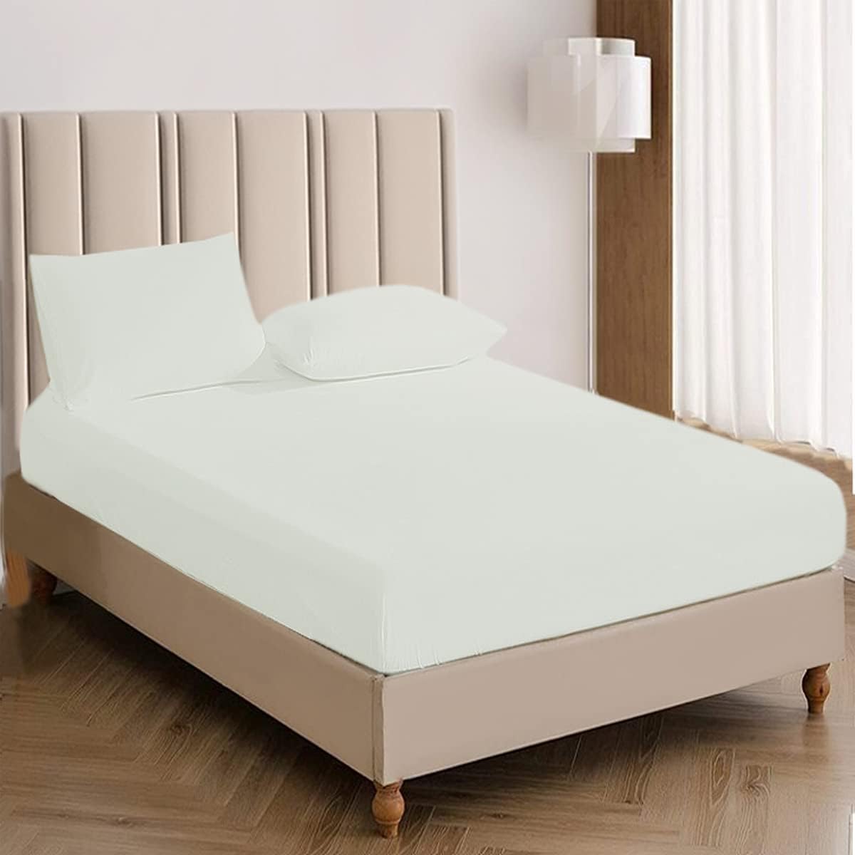 Cotton Comfort 100% Egyptian Cotton 400 Thread Count Fitted Sheet, Cream, King