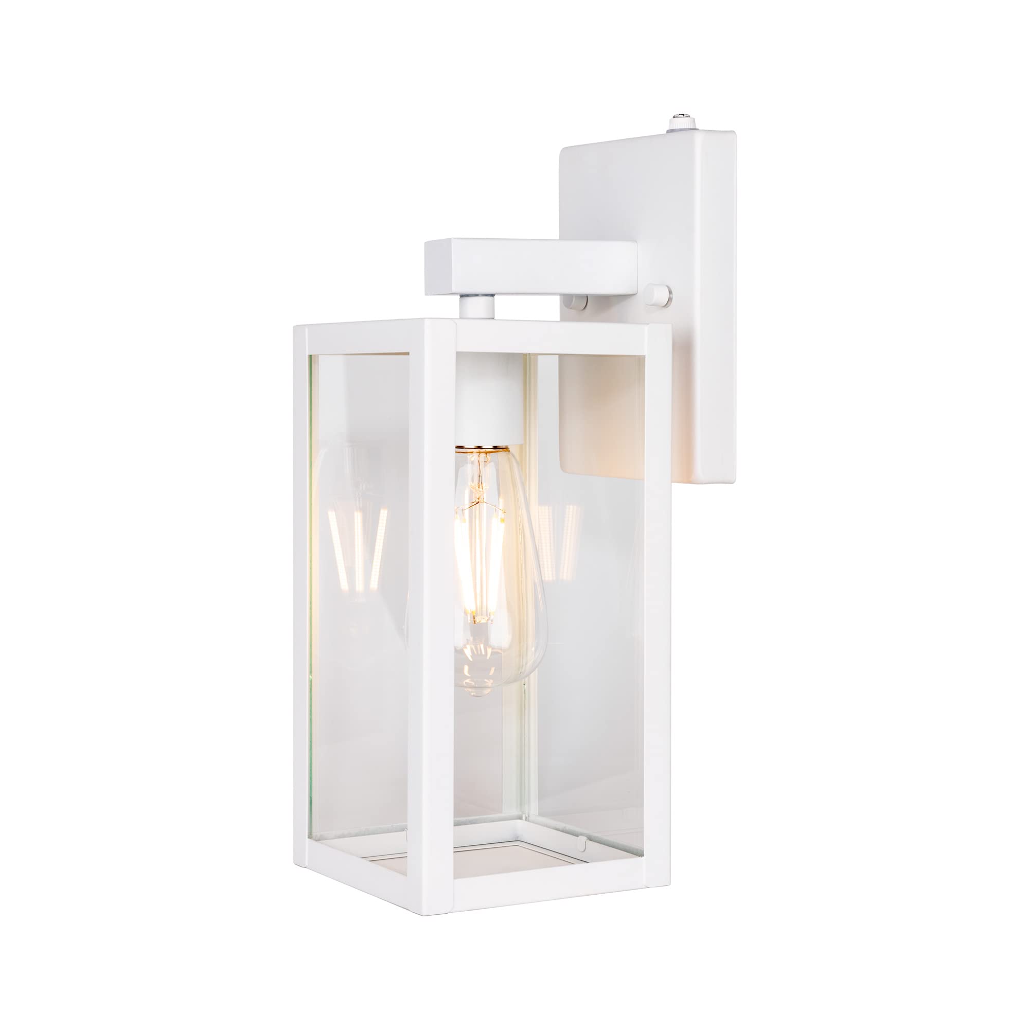GRUENLICH Dusk to Dawn Outdoor Wall Lantern, Wall Sconce as Porch Lighting Fixture with One E26 Base Max 60W, Metal Housing with Glass Shade, White, 1-Pack