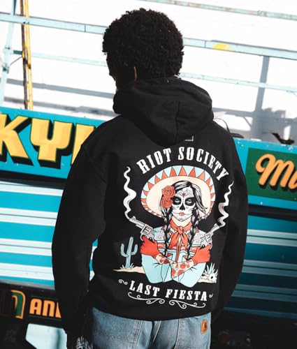 Riot Society The Last Fiesta Vaquera Cowgirl Mens Hoodie - Black, Medium