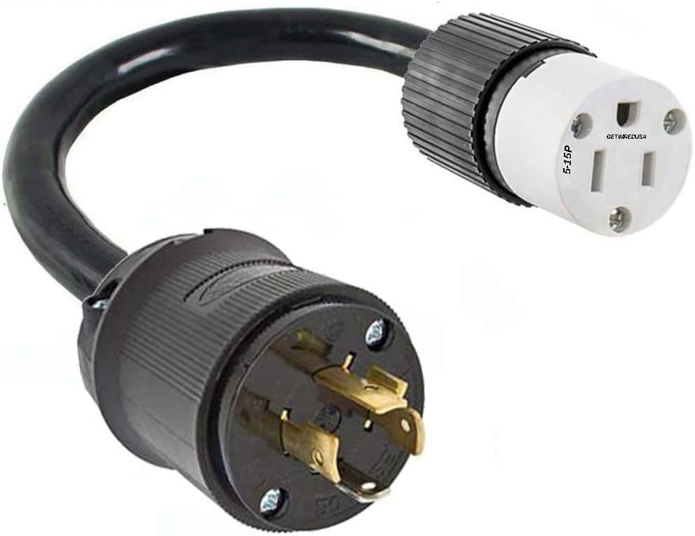 L14-20P Twist Lock Male 3-Pin Plug To 5-15R 3-Prong Female Receptacle Outlet NEMA Electric Power Cord Adapter/Converter