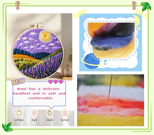 Image of SARBUTER Needle Felting Kits, DIY Wool Felt Starer Needle Felting Kits for Beginners ，Suitable for Giftware Home Decoration (Alpine Sun-2)