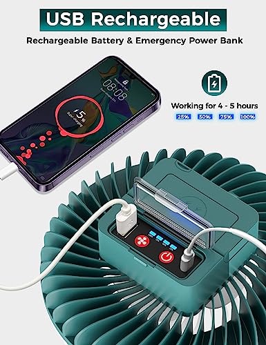 Camping Fans For Tents, Battery Operated Fan For Camping, Usb Rechargeable With Magnetic And Hook, 𝟐-𝟏 Led Camping Tent Fan And Light For Hanging Battery Powered Fan For Camping Emergency Hiking #TOP3