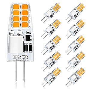 Anmossi G4 Ledlampen, 3000 K, warmwit, 300 lumen, 3 W, vervangt halogeenlampen van 35 W, 12 V AC/DC ledlamp, flikkert niet, niet dimbaar, 360 graden lichthoek, G4 penfitting, verpakking van 10 stuks