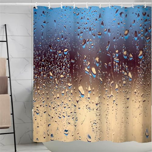 Hyupuanj Regentropfen Duschvorhang Set 150x200 cm