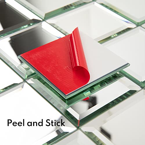 Lovdeco Peel And Stick 3 Inch Beveled Mirror Glass Tile Silver Crystal Mosaic Tile For Kitchen Backsplash Bathroom (3X3 Inch, 32 Sheets) #TOP5