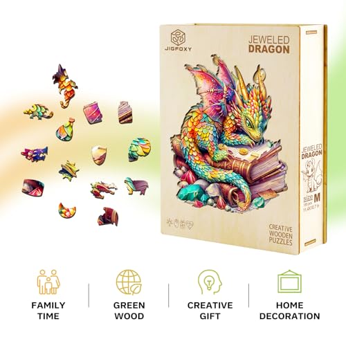 Jigfoxy Rompecabezas de Madera para Adultos, Puzzle en Forma de Dragón con 100 Piezas miniatura 5