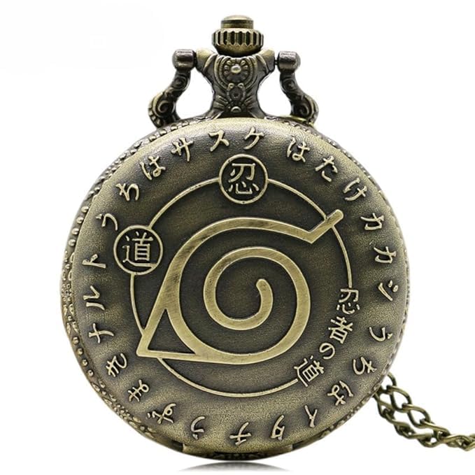 FowWelt Vintage Pocket Watch Metal Keychain Retro Clock for Gifting with Key Ring Anti-Rust - Naruto