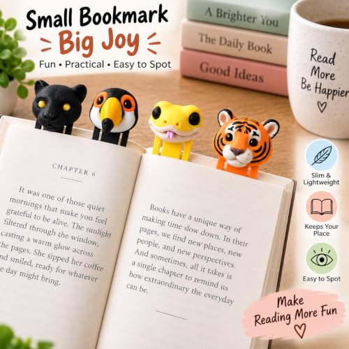 Image of 4 Pack Sanchi Homes Animal Bookmarks Set, Panther, Toucan, Snake, Tiger
