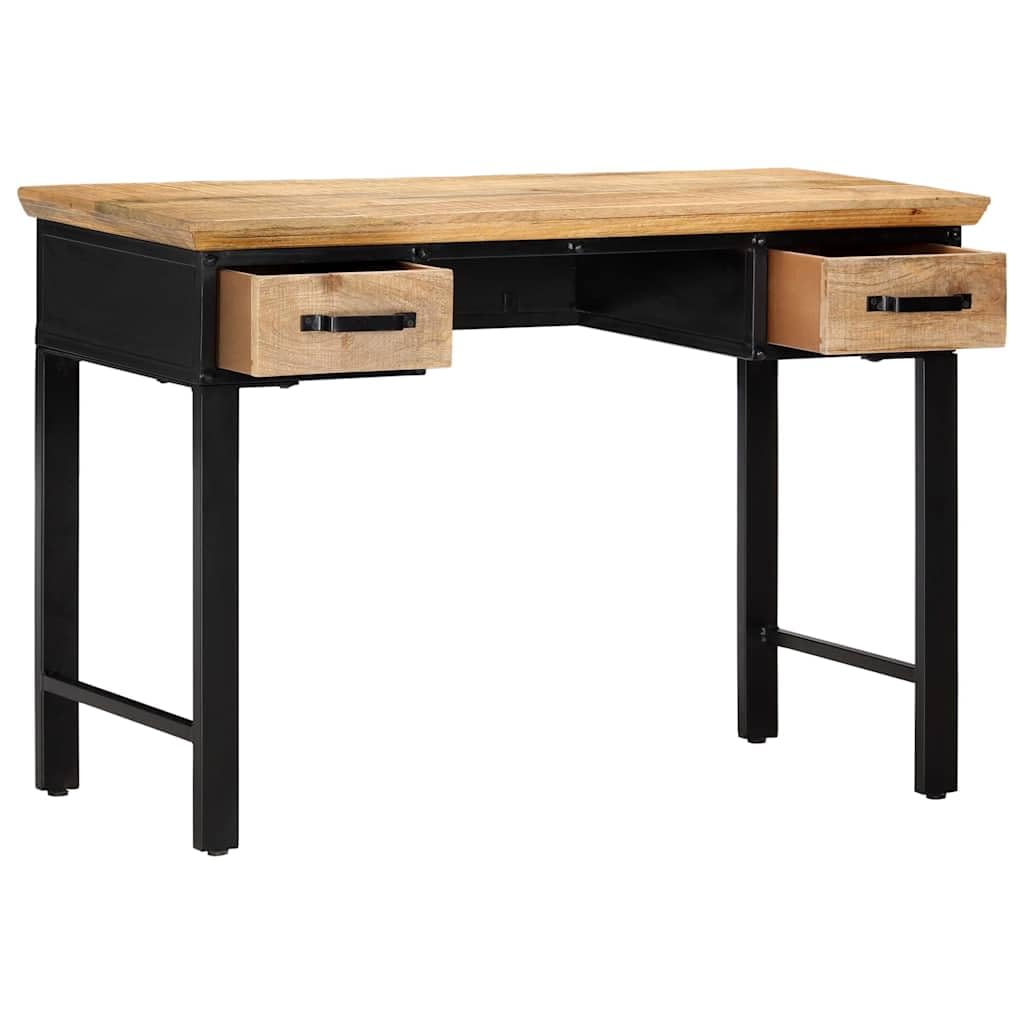 Scrivania in legno di mango massiccio, 110 x 50 x 76 cm, con 2 cassetti