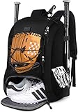 MATEIN Youth Baseball Bag, Softball Bag with Cleats Pocket for Girls, Boys, Adult, Large Baseball Backpack for Men with Fence Hook- Hold 2 Bats, Batting Mitten, Helmet, Caps, Teeball Gear