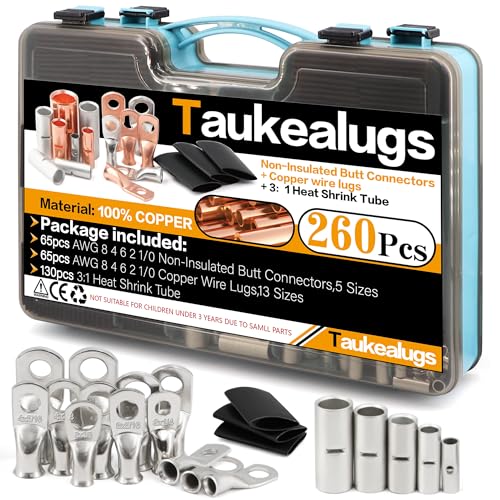 130Pcs Battery Ring Terminals & Heat Shrink Kit