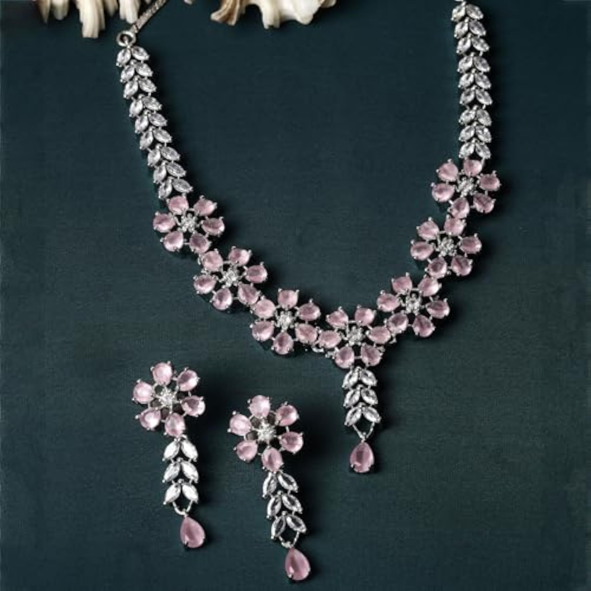 Star Shaped American Diamond Necklace Earrings Set