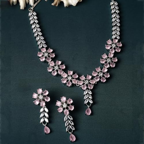 Star Shaped American Diamond Necklace Earrings Set
