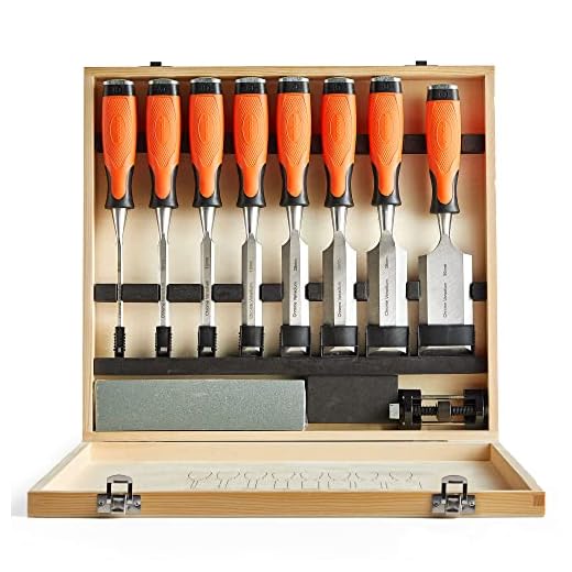 VonHaus Chisel Set - 10pcs Woodworking Tools Set - Wood Carving Tools, Wood Chisel Sets with Sharpening Stone, Honing Guide and Storage Case