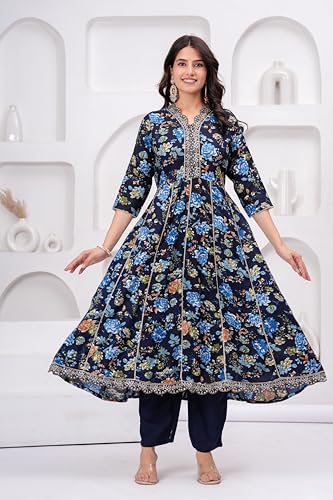 Image of MANHAREE | Women's Rayon Kurta with Pant & Dupatta Set