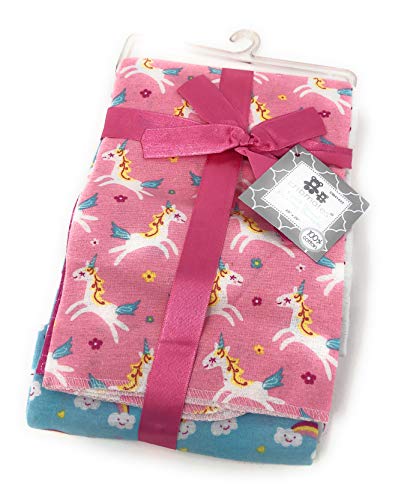 CRIBMATES Unicorn 4-Pack Flannel Receiving Baby Blanket (100% Cotton)