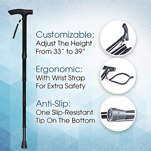 Keenhealth Foldable Walking Cane for Men and Women - Lightweight Walking Stick - Walk Tall with Keenhealth Walking Stick - Easy Travel and Storage: Folds into 4 Smaller Parts - Thumbnail 7