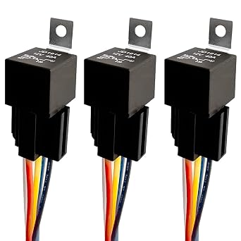 12V 5 Pin 40A Car Relay with Harness Sockets Color-Labeled Wires for Automotive Truck Van Motorcycle Boat, Replaces Type JD-19143pcs Waterproof Relay Socket