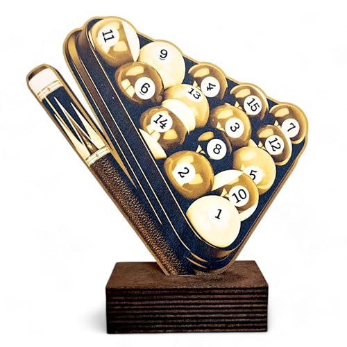 Trophy Monster Trofeo clásico de madera Sierra Pool de oro antiguo, hecho de madera contrachapada de abedul impresa sostenible de 8 mm de grosor, tamaño (175 mm)